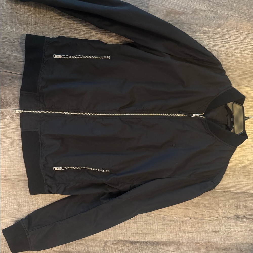 All Saints Black Lightweight Jacket with Stand-Up Collar and Silver Zipper - Picture 1 of 7